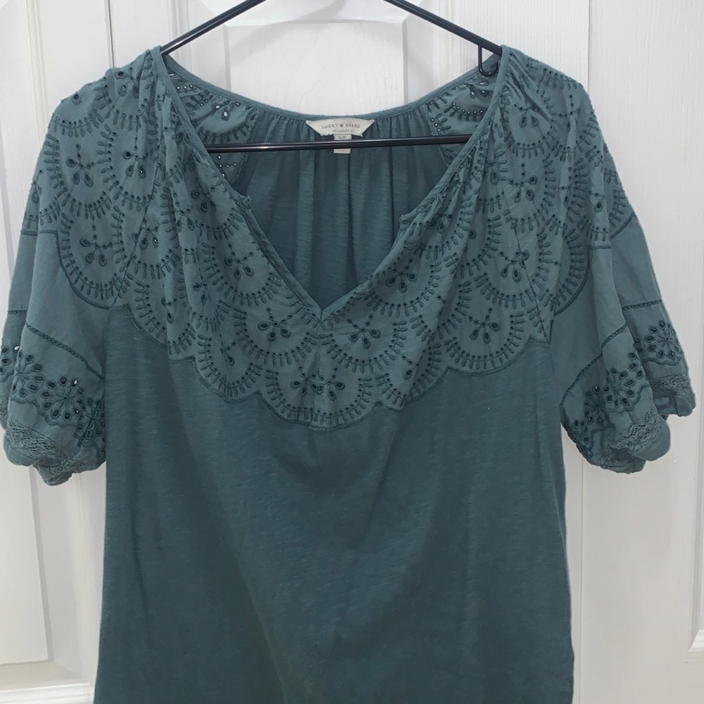Dark teal Lucky Brand detailed top